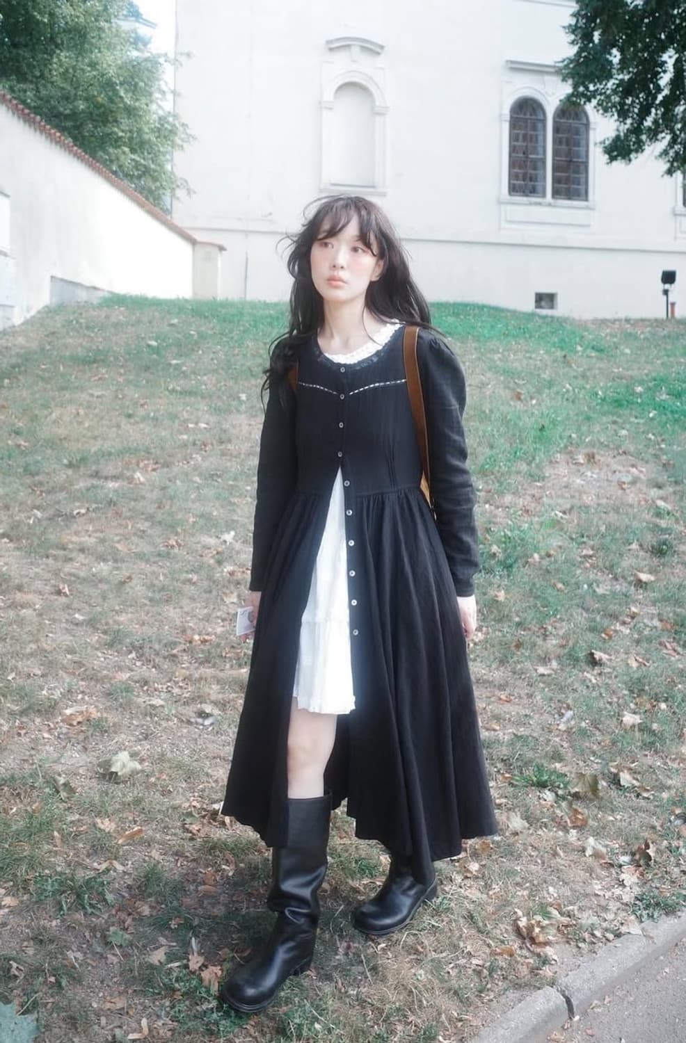 [미착용] 플레따 Square Rose Robe Dress - 블랙 상품이미지2