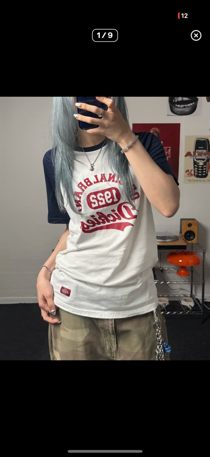 디키즈 00s 레글런 배색 화이트 반팔 티셔츠 상품이미지2