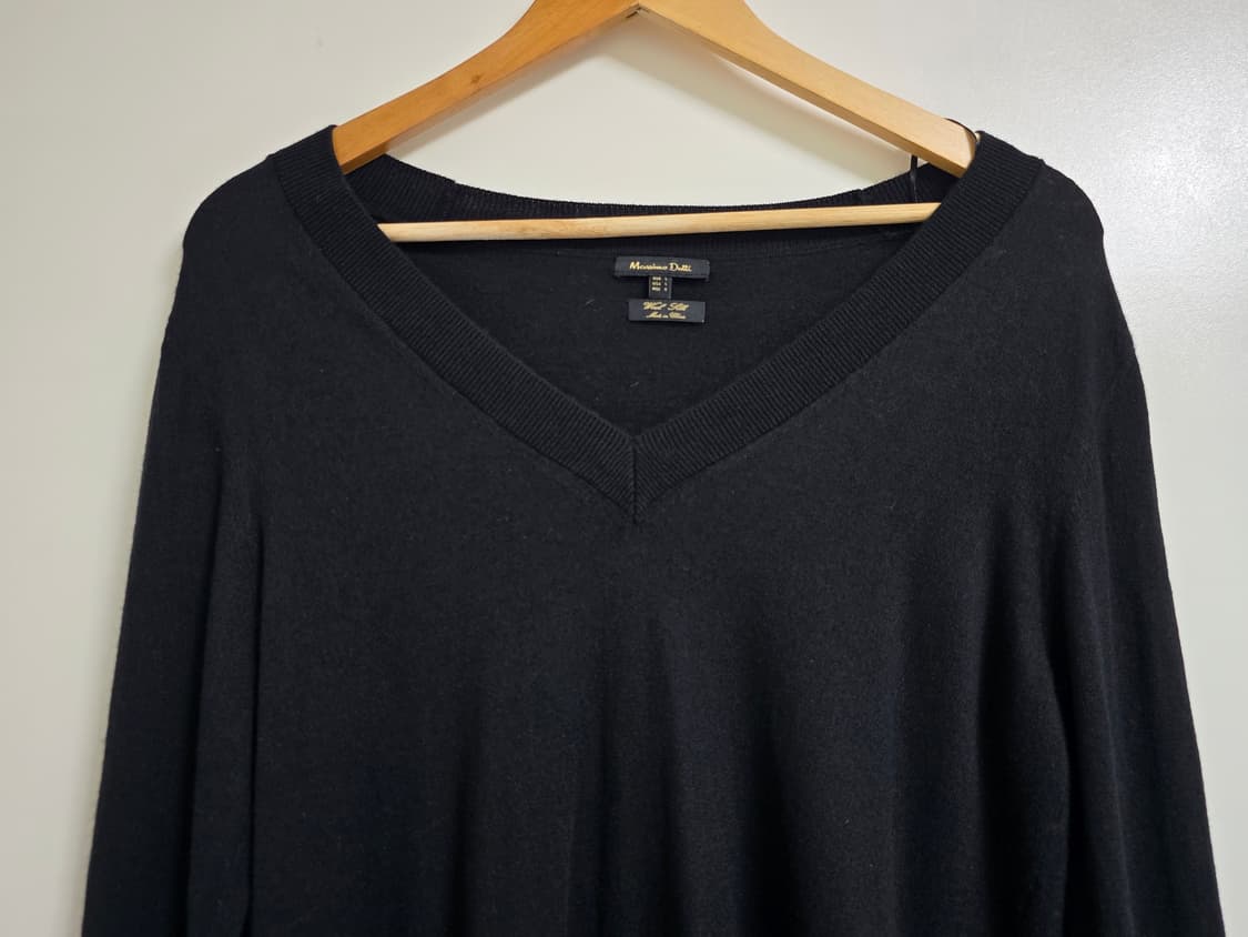 마시모두띠 실크 블랙 브이넥 니트 L 상품이미지5