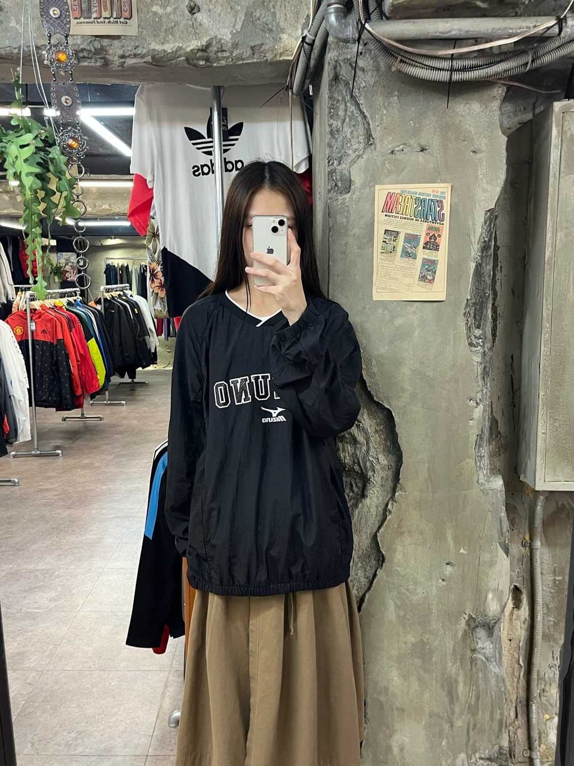 미즈노 브이넥 우븐 맨투맨 블랙 XL #csz1691 상품이미지2