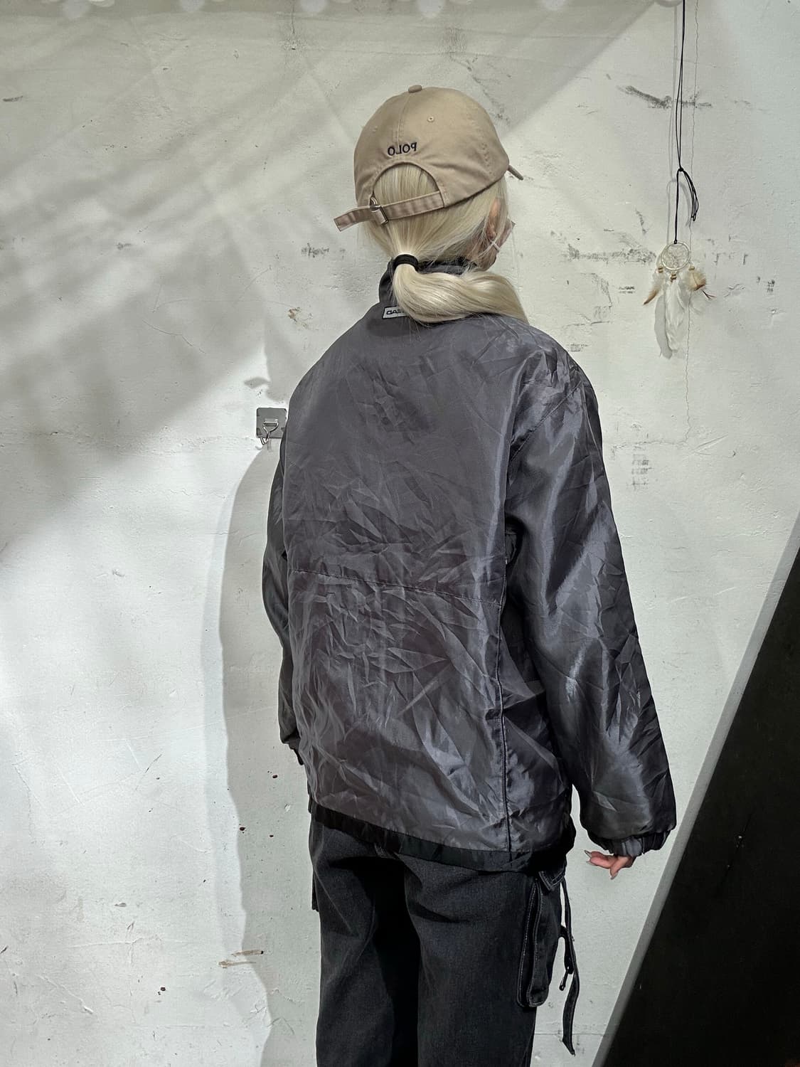 헤드 그레이 로고 사이드 라인 바람막이 자켓 상품이미지3