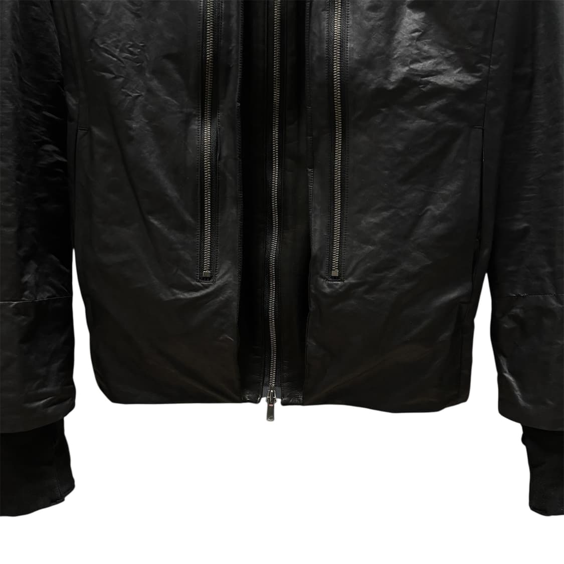 [3] 립 반 윙클 더블 지퍼 레더 혼합 원단 블루종 상품이미지3