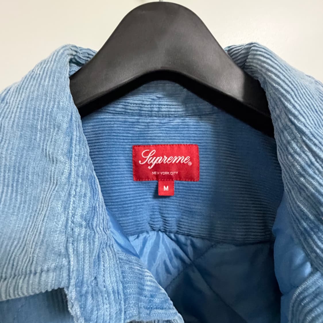 22FW 슈프림 퀼티드 코듀로이 셔츠 슬레이트 블루 상품이미지6