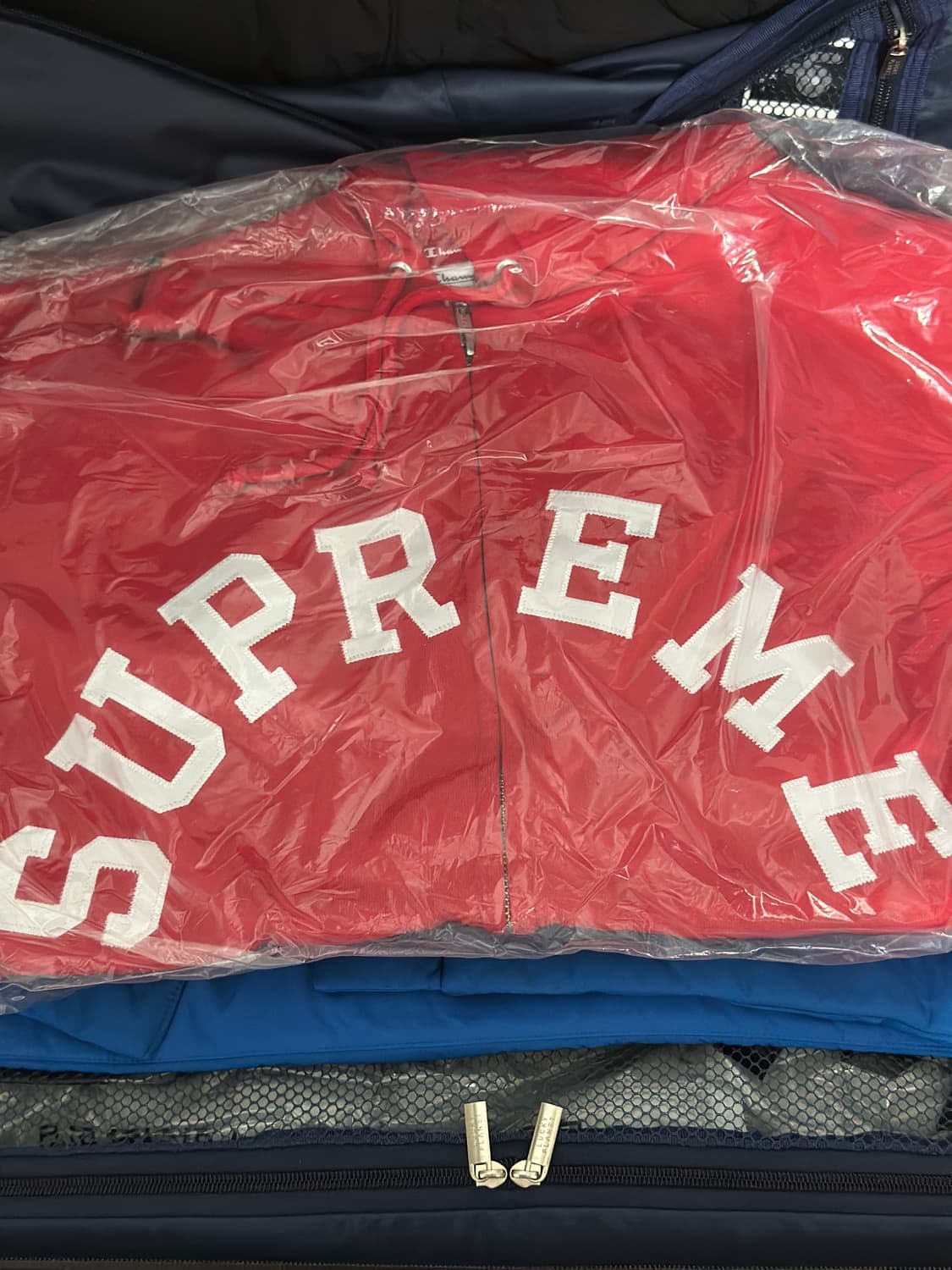 24SS 슈프림 챔피온 집업 후드 스웨트셔츠 레드 XL 새제품 판매 상품이미지2