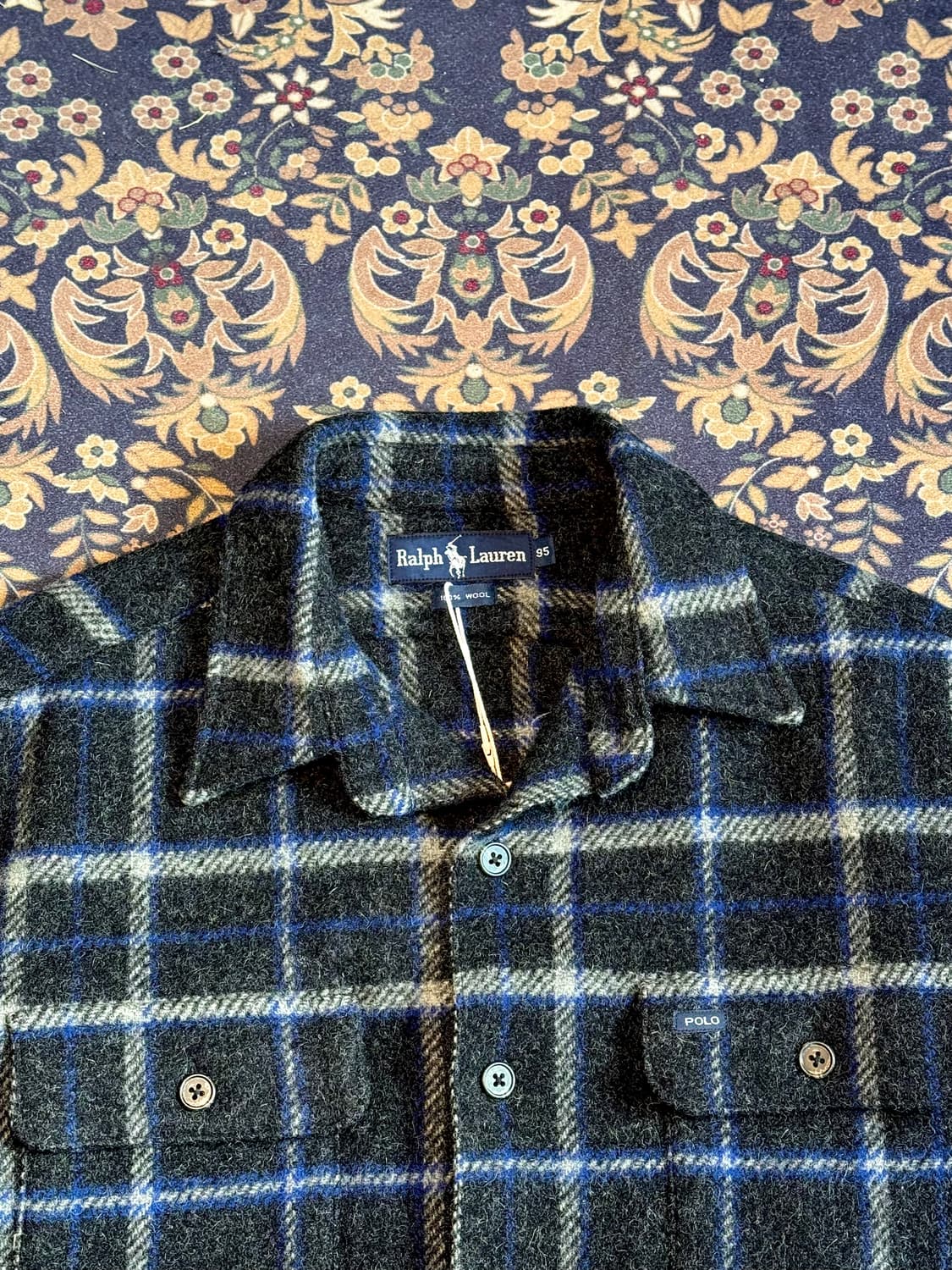 90s 빈티지 폴로 플래이드 울 오버셔츠 상품이미지2