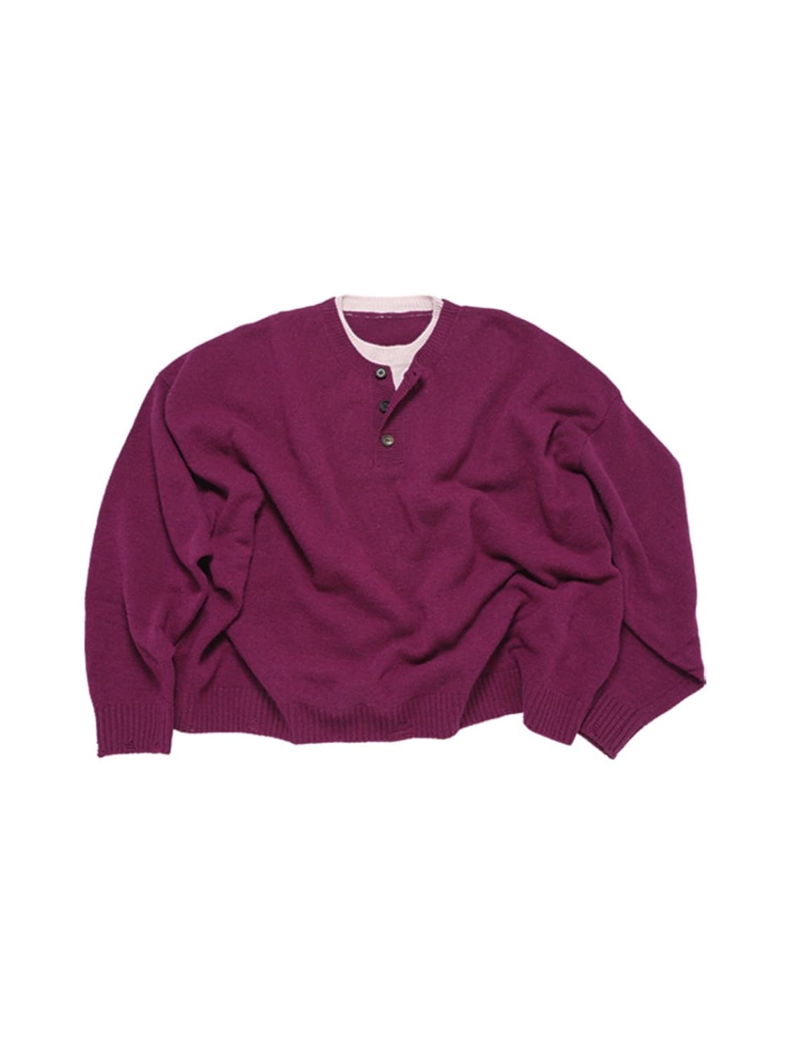 [M] MJD 콘트라스트 넥 캐시 크롭 니트 마젠타 상품이미지1