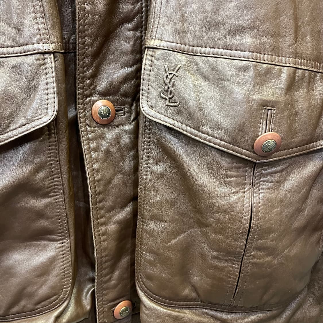 90's YSL 레더  카코트 상품이미지4