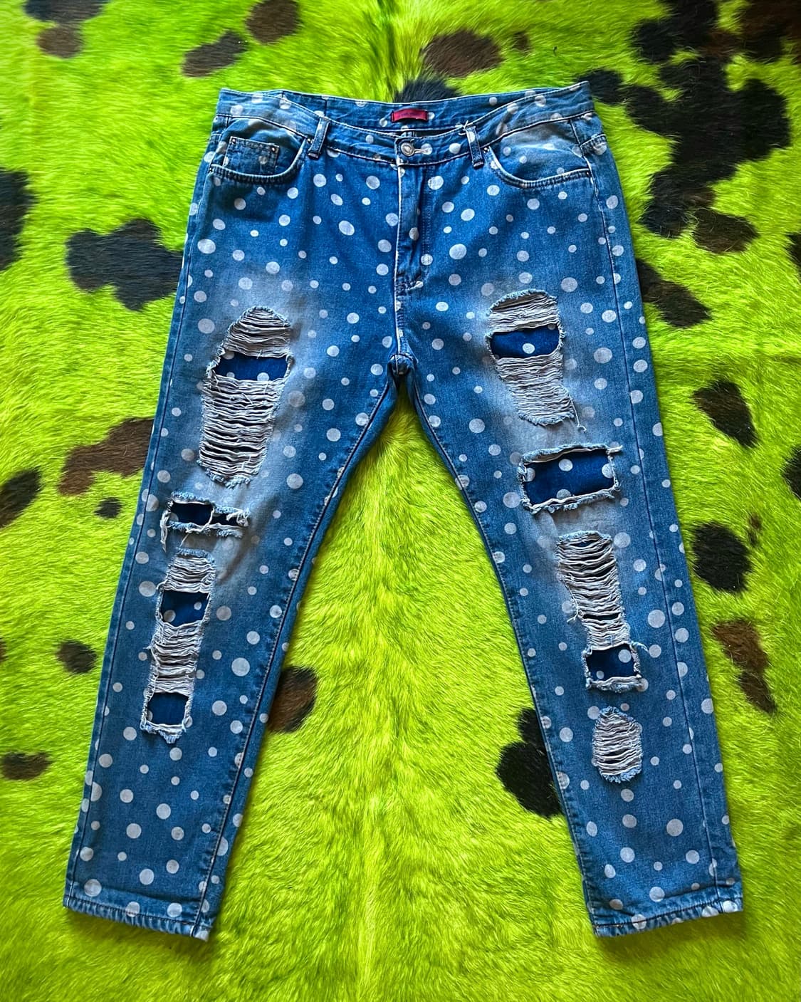 JPN Vintage Dot Pattern Wide Denim Pants 상품이미지4
