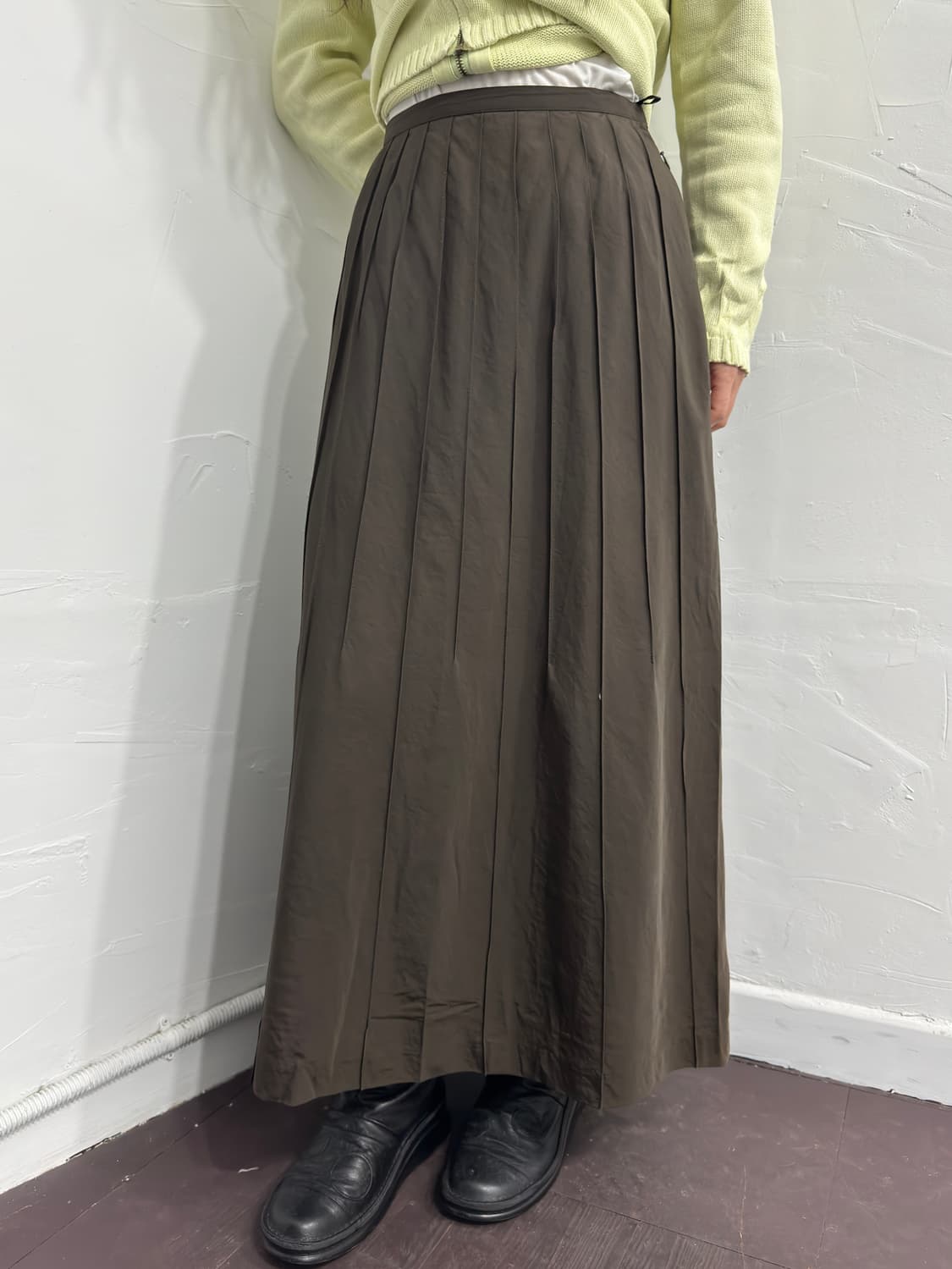 brown pintuck long skirt 상품이미지3