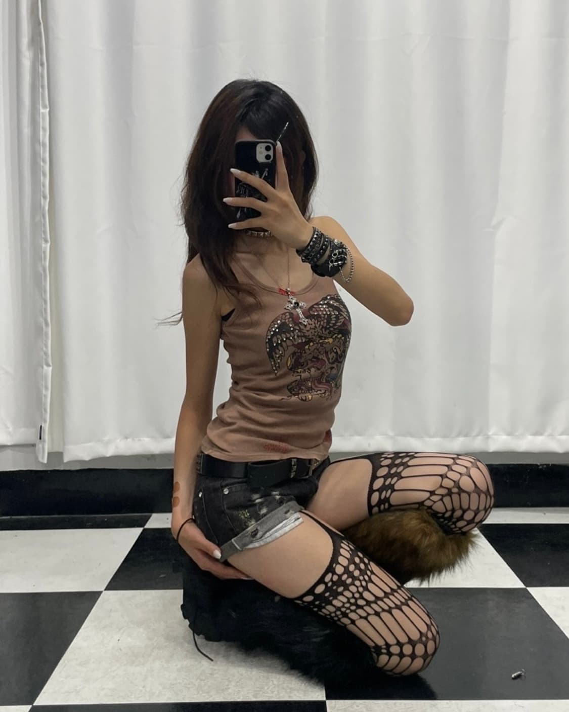 🎸브라운 프린팅 슬리브리스🎸 상품이미지2
