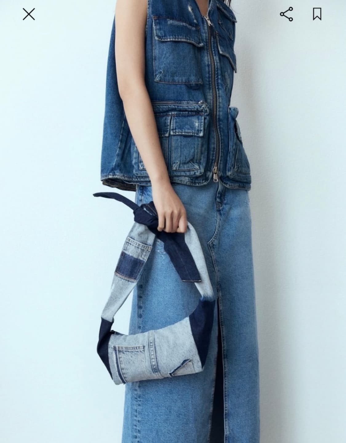 자라 데님 패치워크 숄더백 상품이미지1
