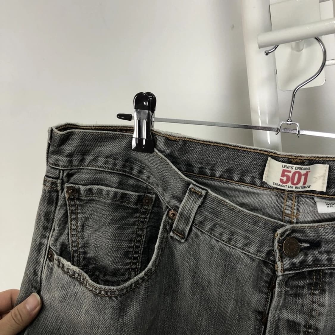 리바이스 정품 501 흑청 스트레이트 데님팬츠 상품이미지4