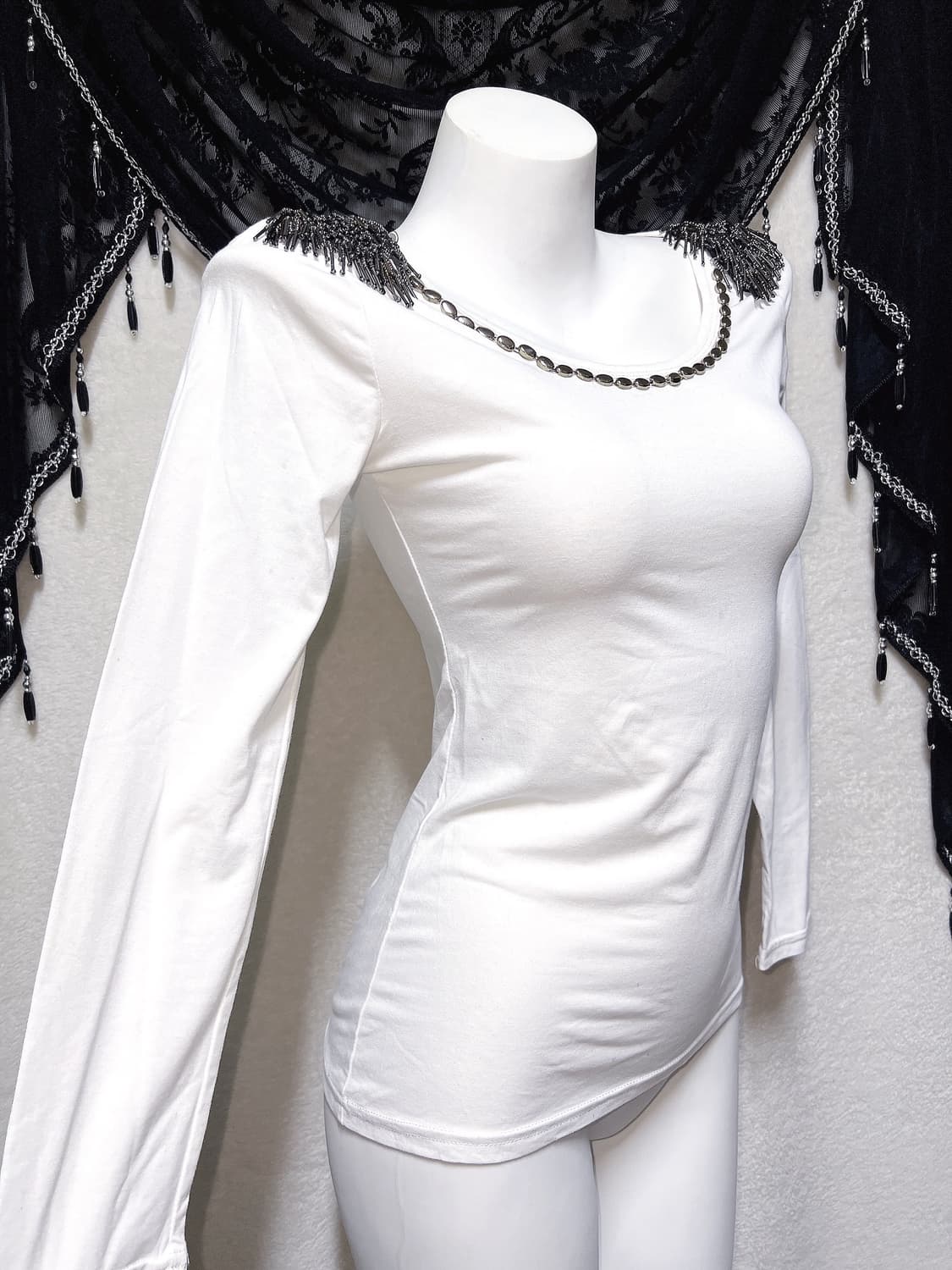 오네갸루 금장 은장 견장 롱슬리브 펑크 y2k 섹시 헤이세이 시부야 핀터 상품이미지3