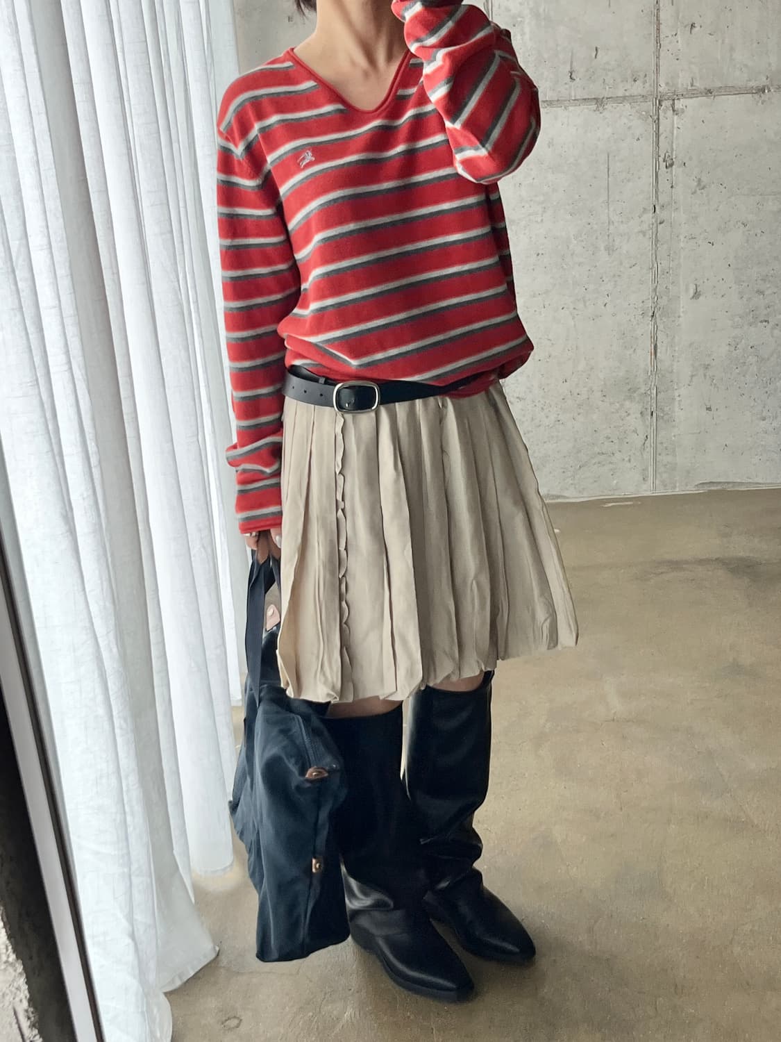 Rene 르네 러플 벌룬 스커트 베이지 상품이미지7