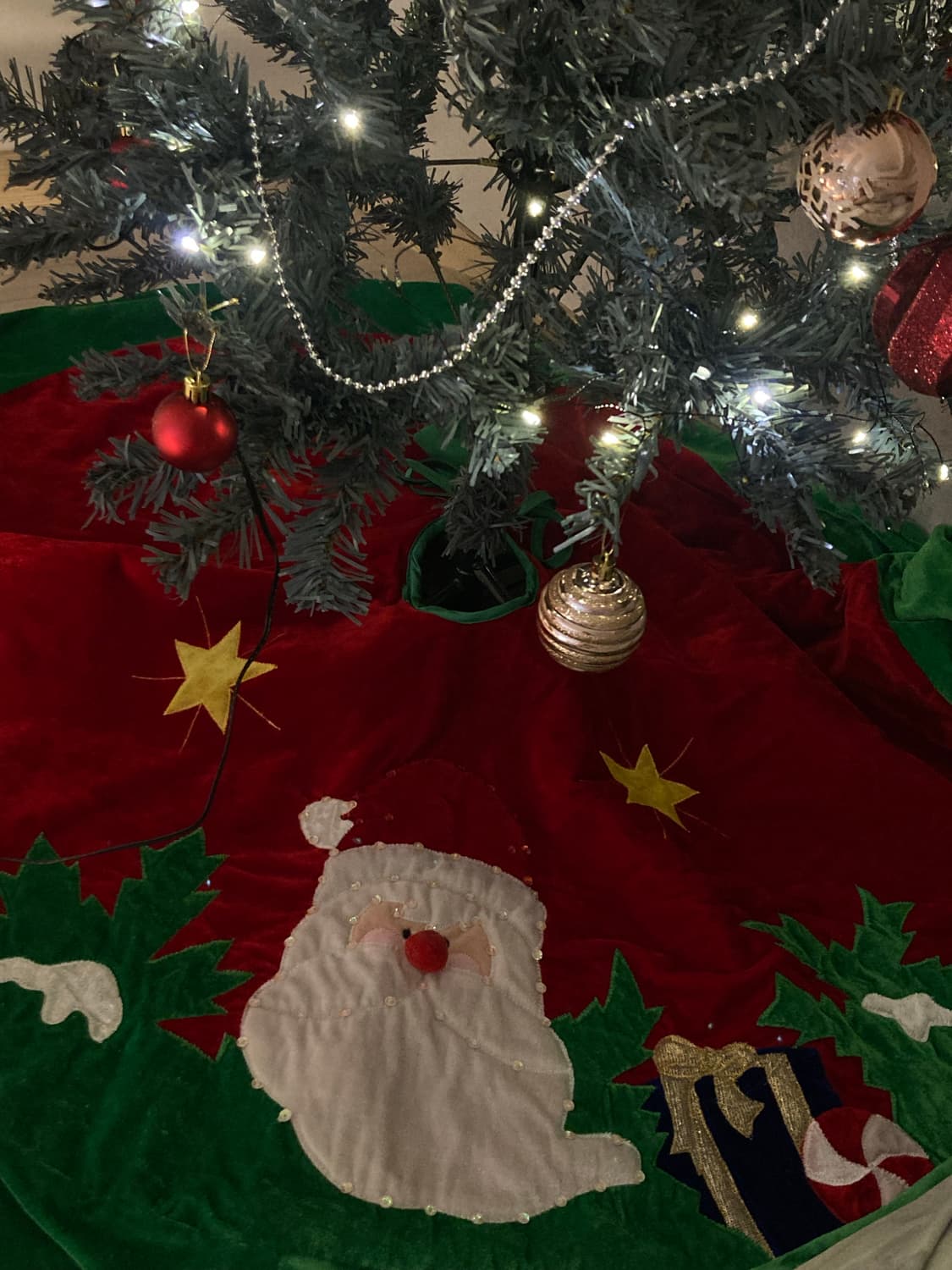 크리스마스 빈티지 고전문구 트리 덮개 원형 러그  상품이미지2