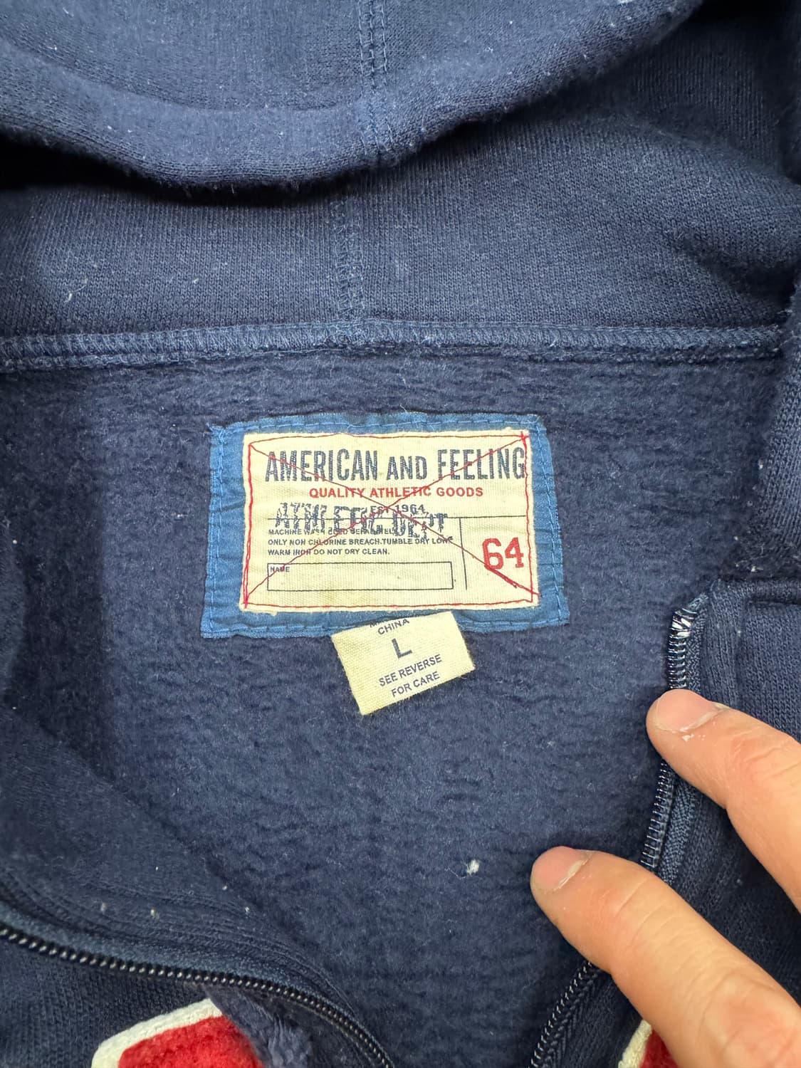 AMERICAN AND FEELING 빈티지 패치 네이비 후드집업 상품이미지4