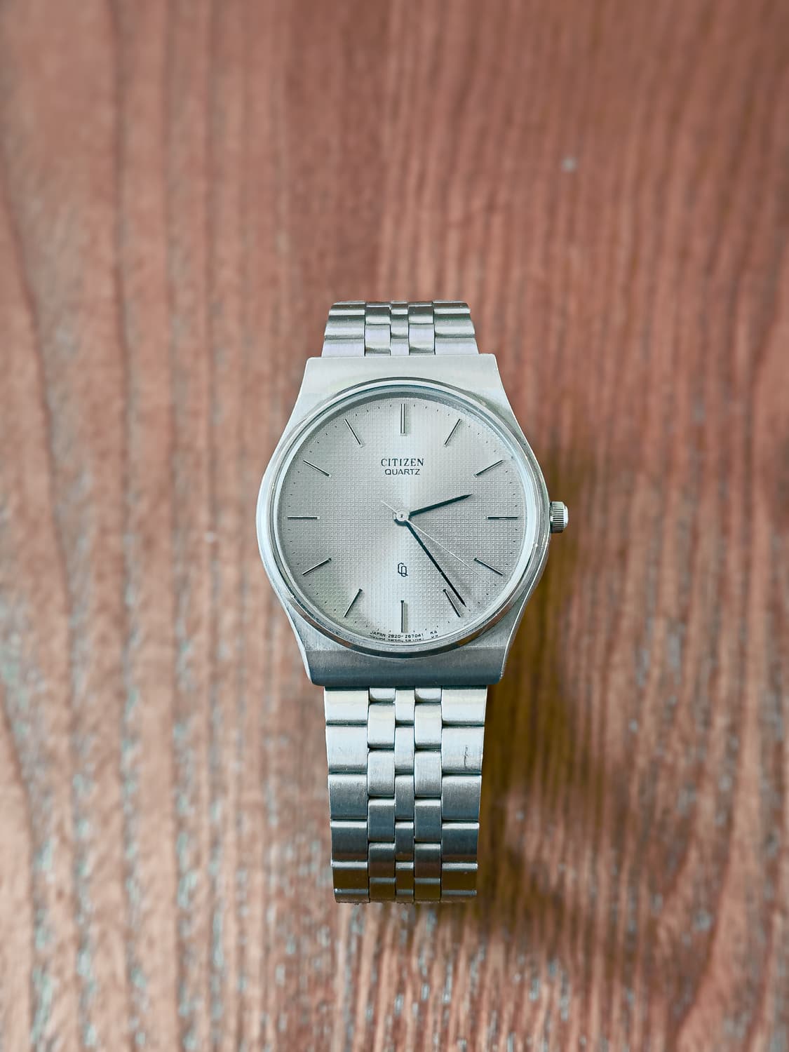 빈티지 시티즌 CQ 와플 다이얼 실버 쿼츠 쇼와 레트로 상품이미지6