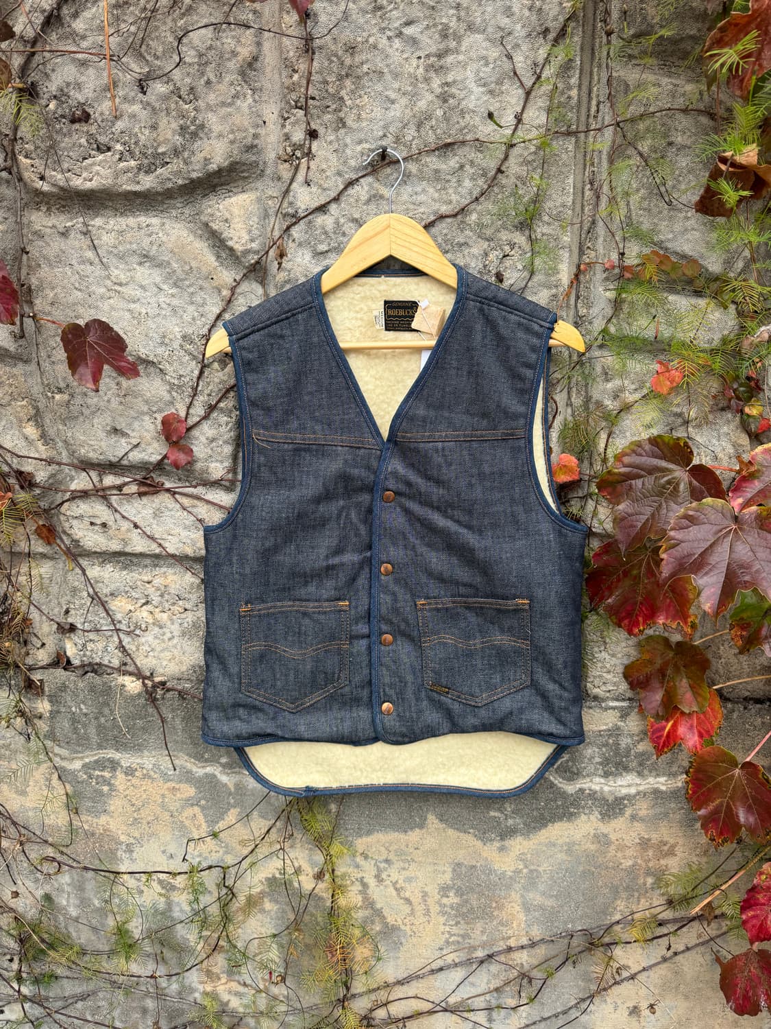 70s sears roebucks 빈티지 데님 쉐르파 워크 베스트 조끼 상품이미지1