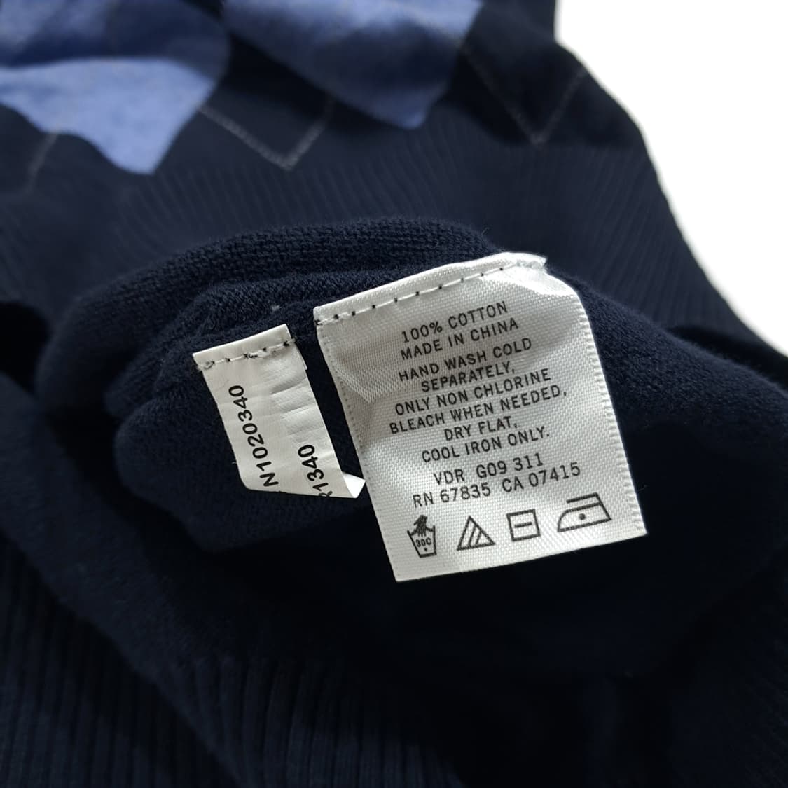 CL132 노티카 코튼 아가일 네이비 니트 베스트 상품이미지6