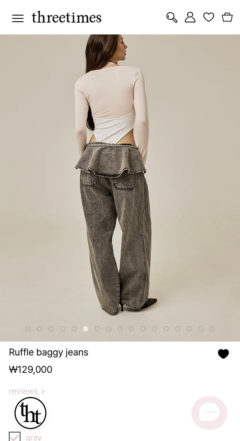 [*단종* 쓰리타임즈] Ruffle baggy jeans M 상품이미지4