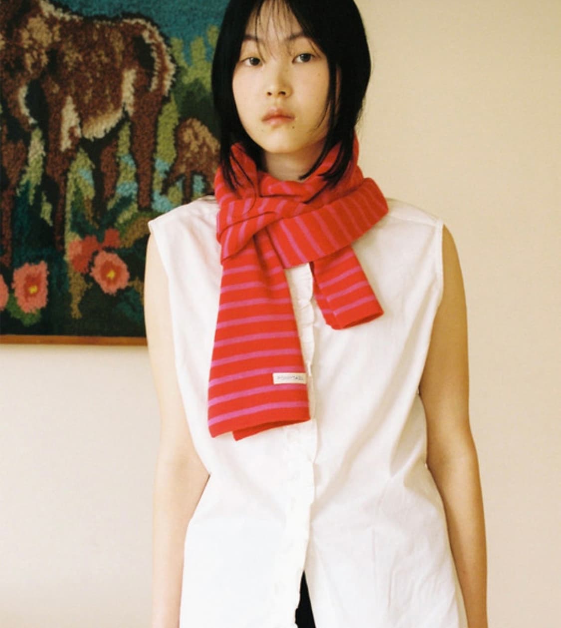 포니테일 sempe knit scarf red&pink 상품이미지2