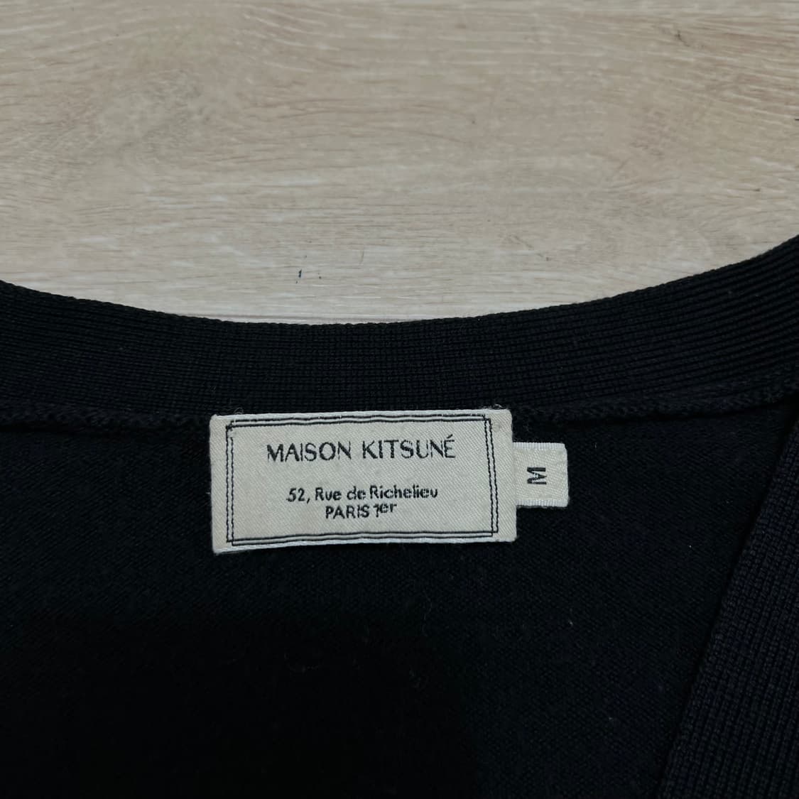 메종키츠네 트리컬러 폭스 자수로고 니트 가디건 [블랙] M/95 상품이미지5