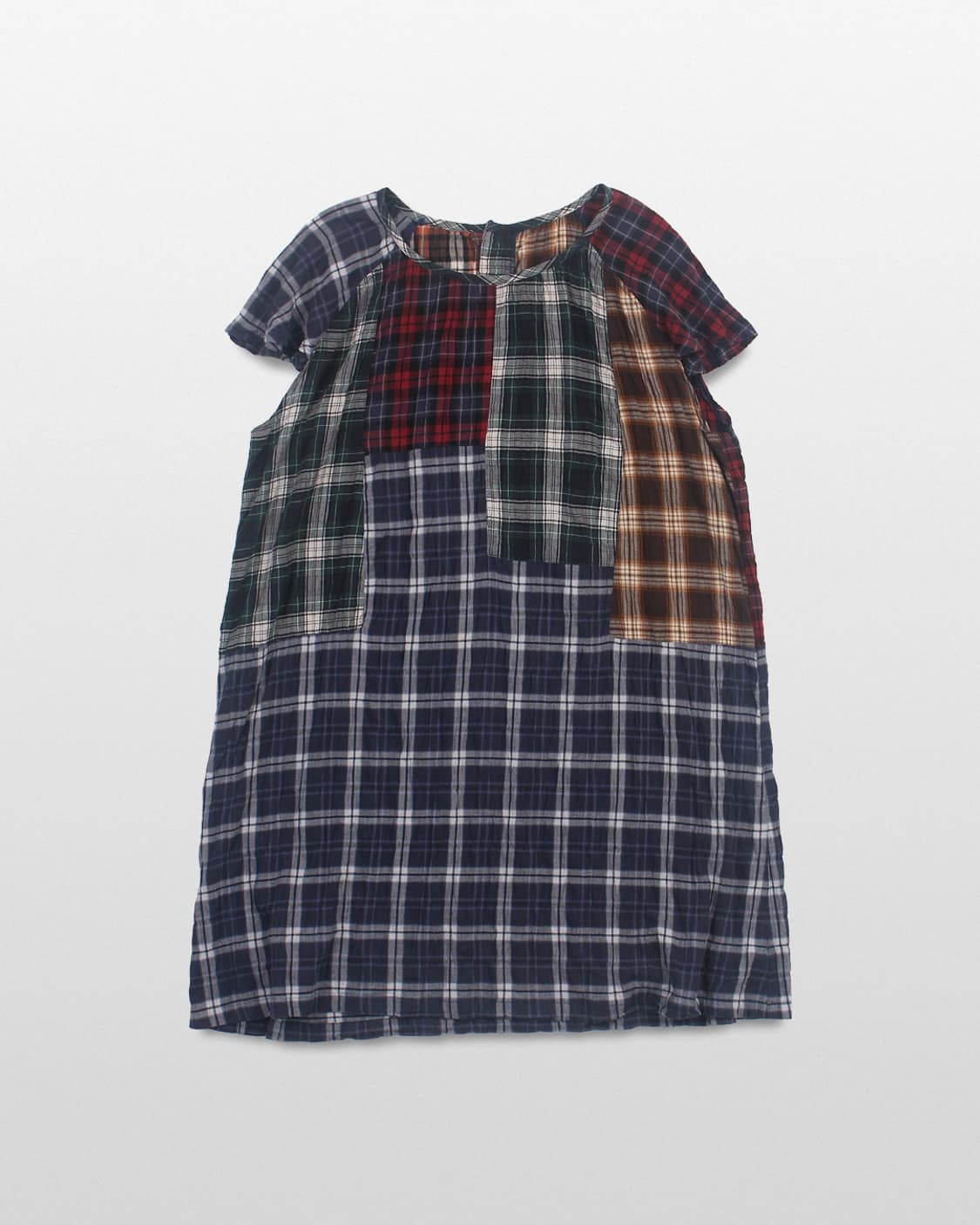 JPN Patchwork Plaid Raglan One piece 상품이미지1