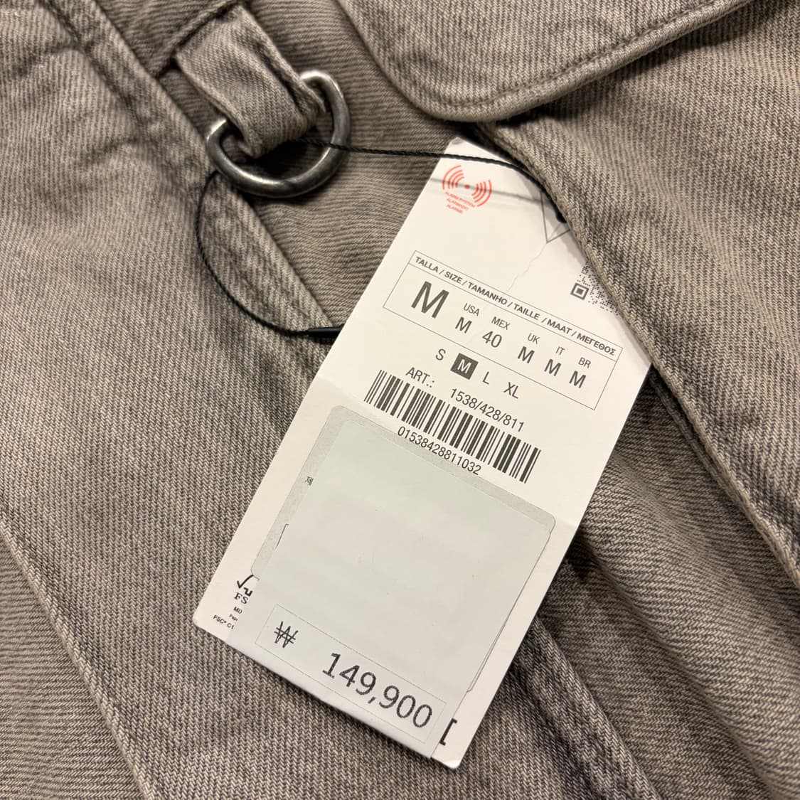 [M] 자라 데님 후드 포켓 자켓 그레이 새상품 B487 상품이미지4