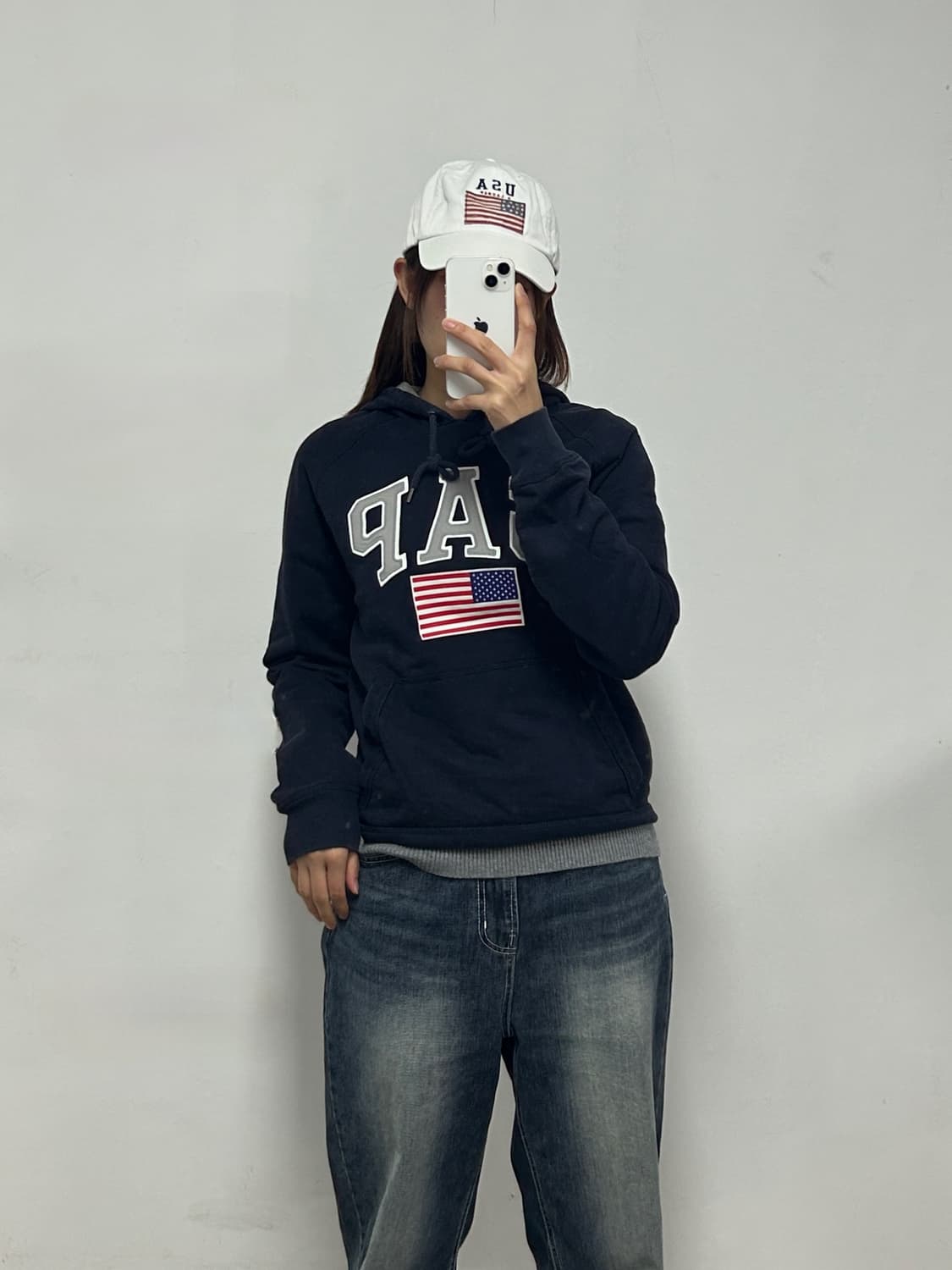 갭 성조기 빅로고 후드티 네이비 상품이미지2
