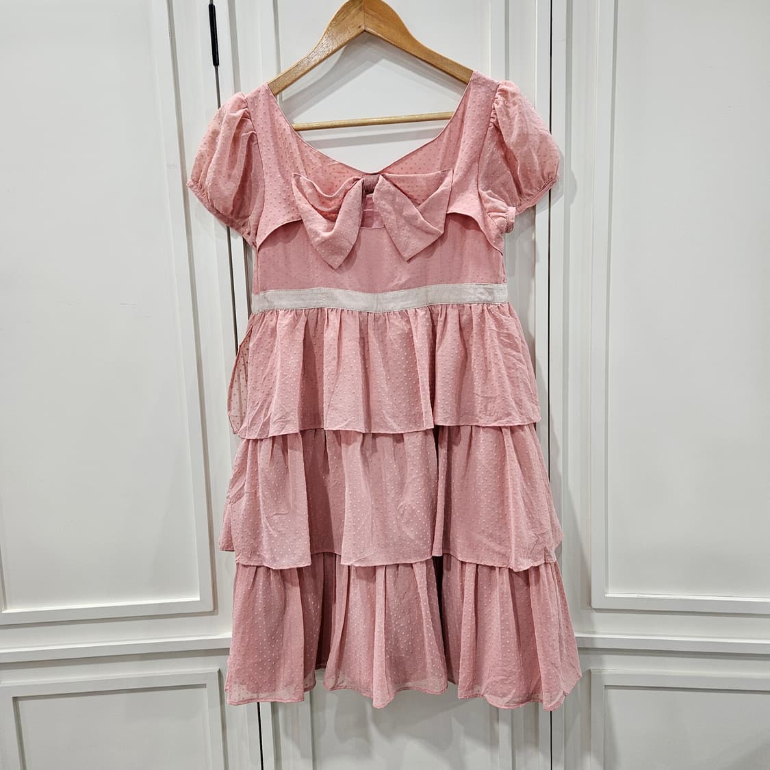 핑크색 도트 캉캉 미니 원피스 상품이미지1