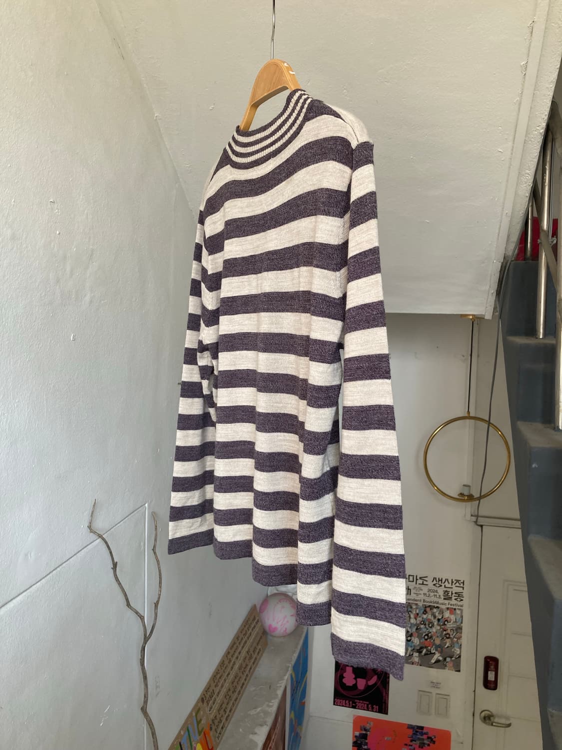 울 30% 베이직 꾸안꾸 스트라이프 니트 상품이미지7