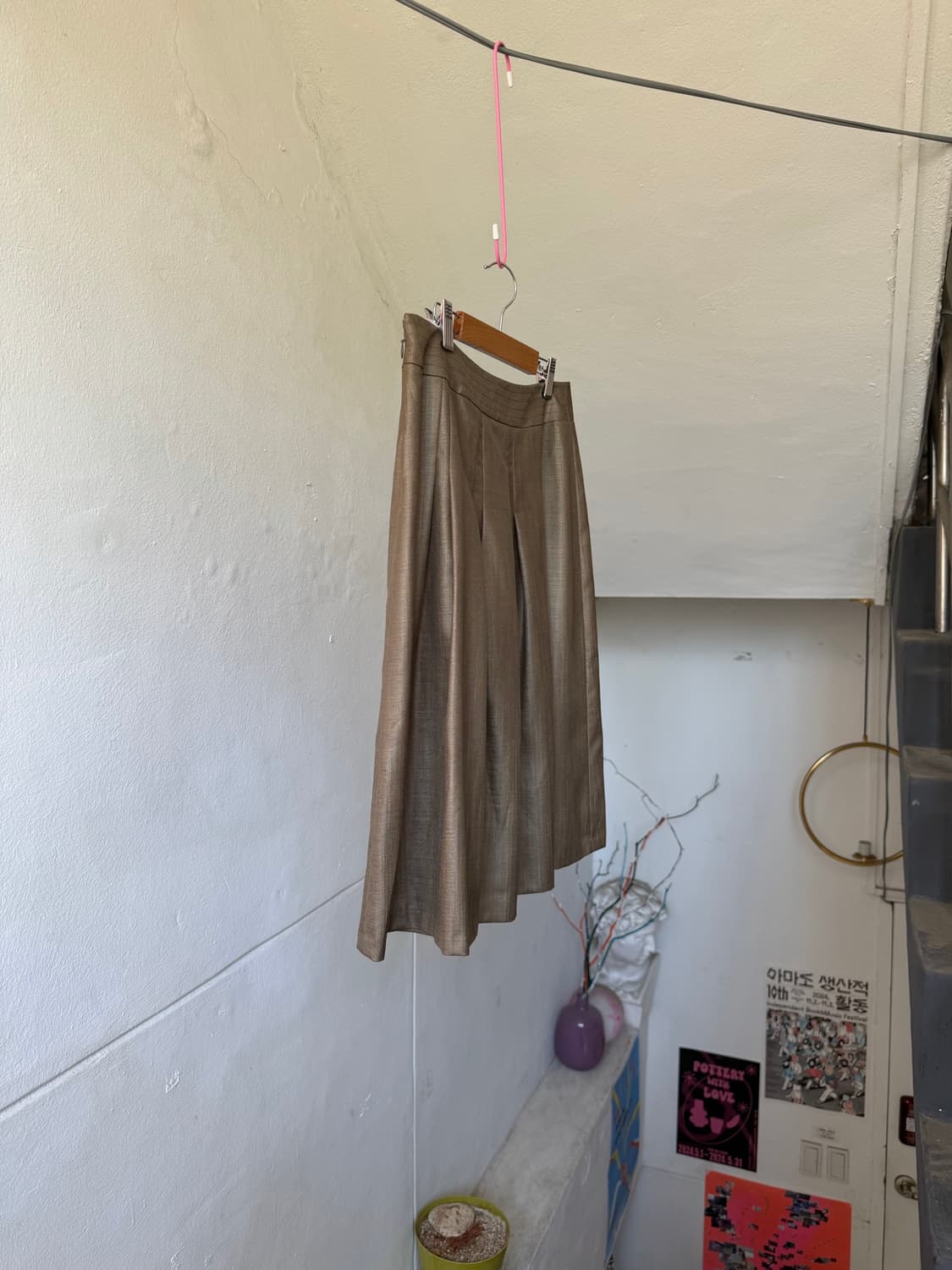 리넨 실크 플레어 미디 스커트 상품이미지7