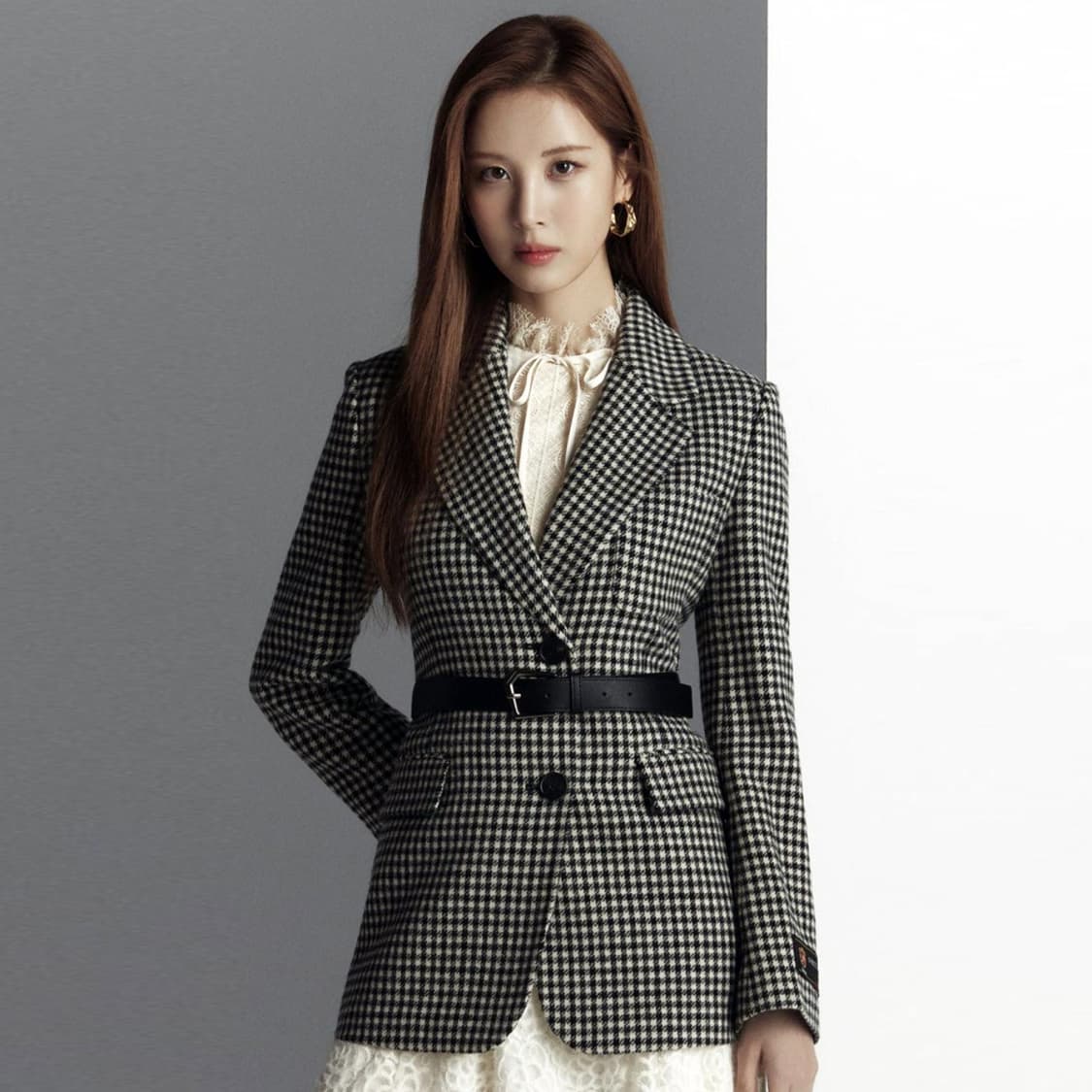 잇미샤(it michaa) 벨티드 체크 투버튼자켓 44 새상품 상품이미지1