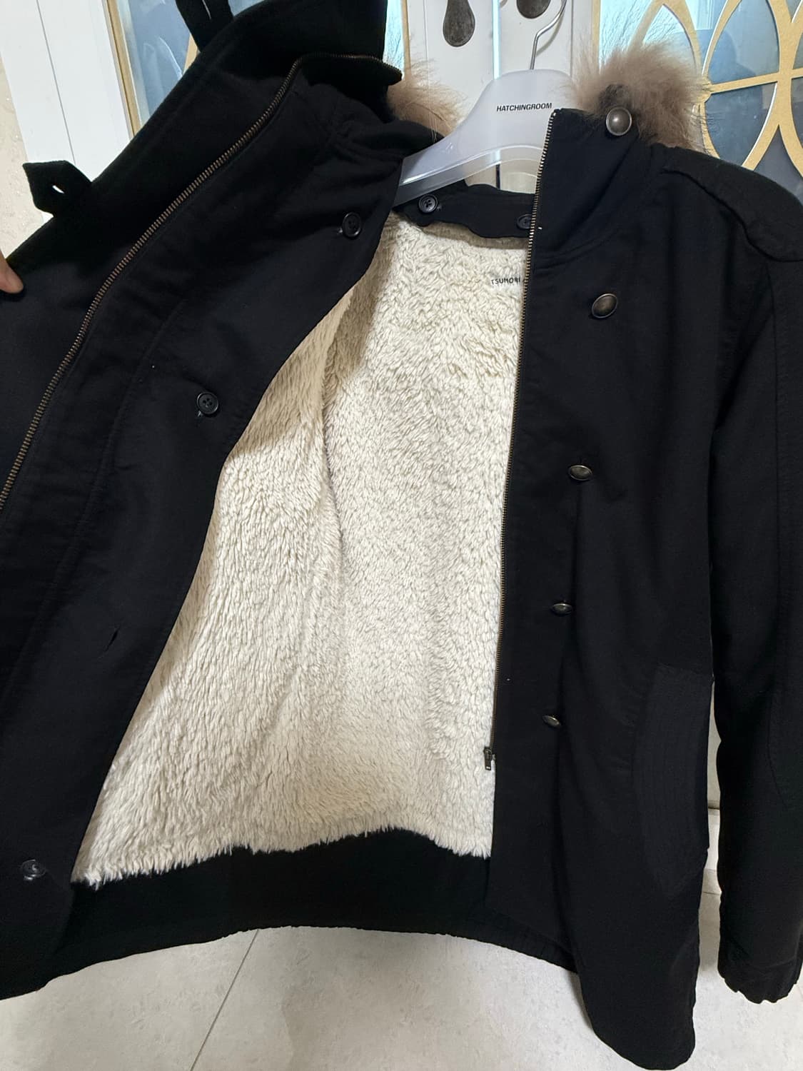 츠모리치사토 양털 퍼 후드코트(내피O) 상품이미지2