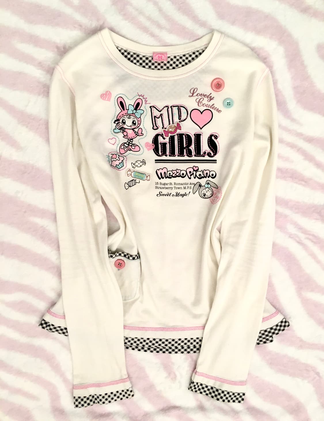 메조피아노 레어 키치 버튼 탑 조지후쿠 갸루 단추 롱슬리브 상품이미지1