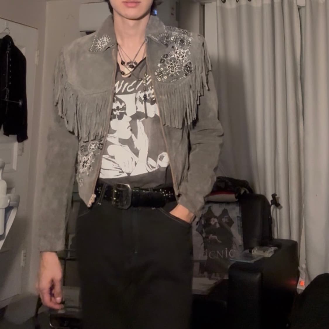 90s 핸드페인팅 스웨이드 프린지 웨스턴 자켓 상품이미지9