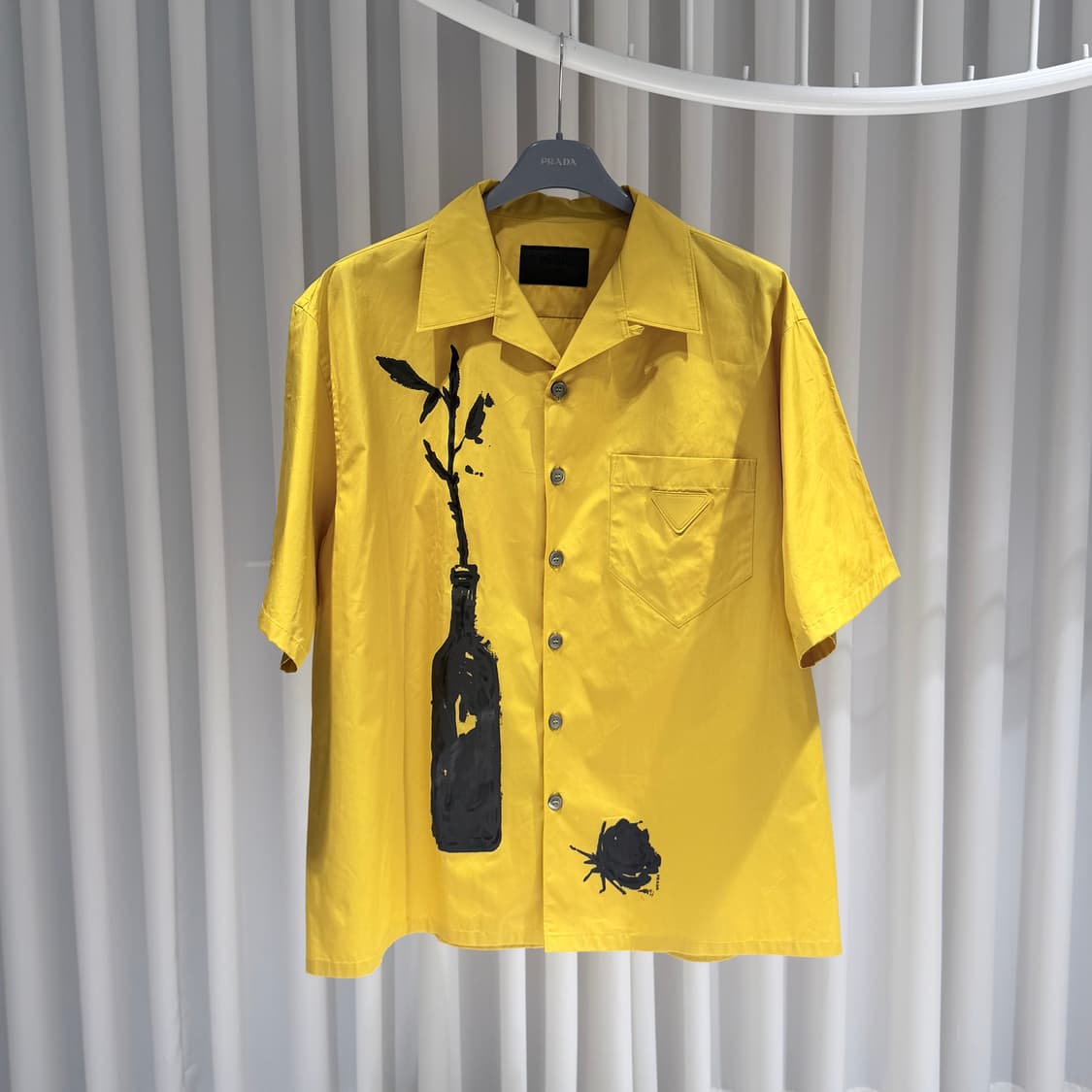 (A+/XXXL) / 프라다 프린팅 숏 슬리브 코튼 반팔 셔츠 옐로우 상품이미지1
