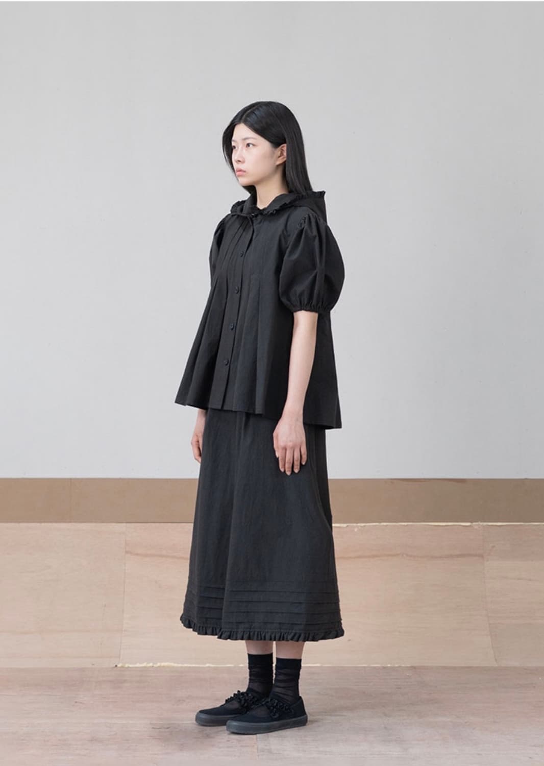 유노이아 Pookie Hooded Shirt - Black 상품이미지3