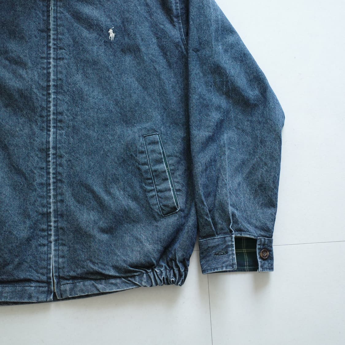 90s 폴로 랄프로렌 데님 해링턴 자켓 (체크 라이닝) 상품이미지4