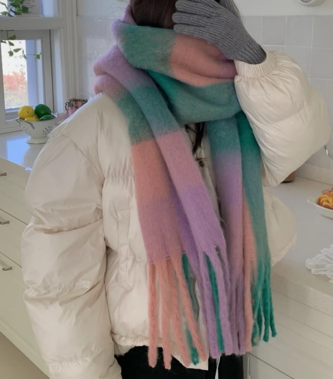 파스텔톤 믹스 컬러 롱 머플러 목도리 새상품 :) 상품이미지4