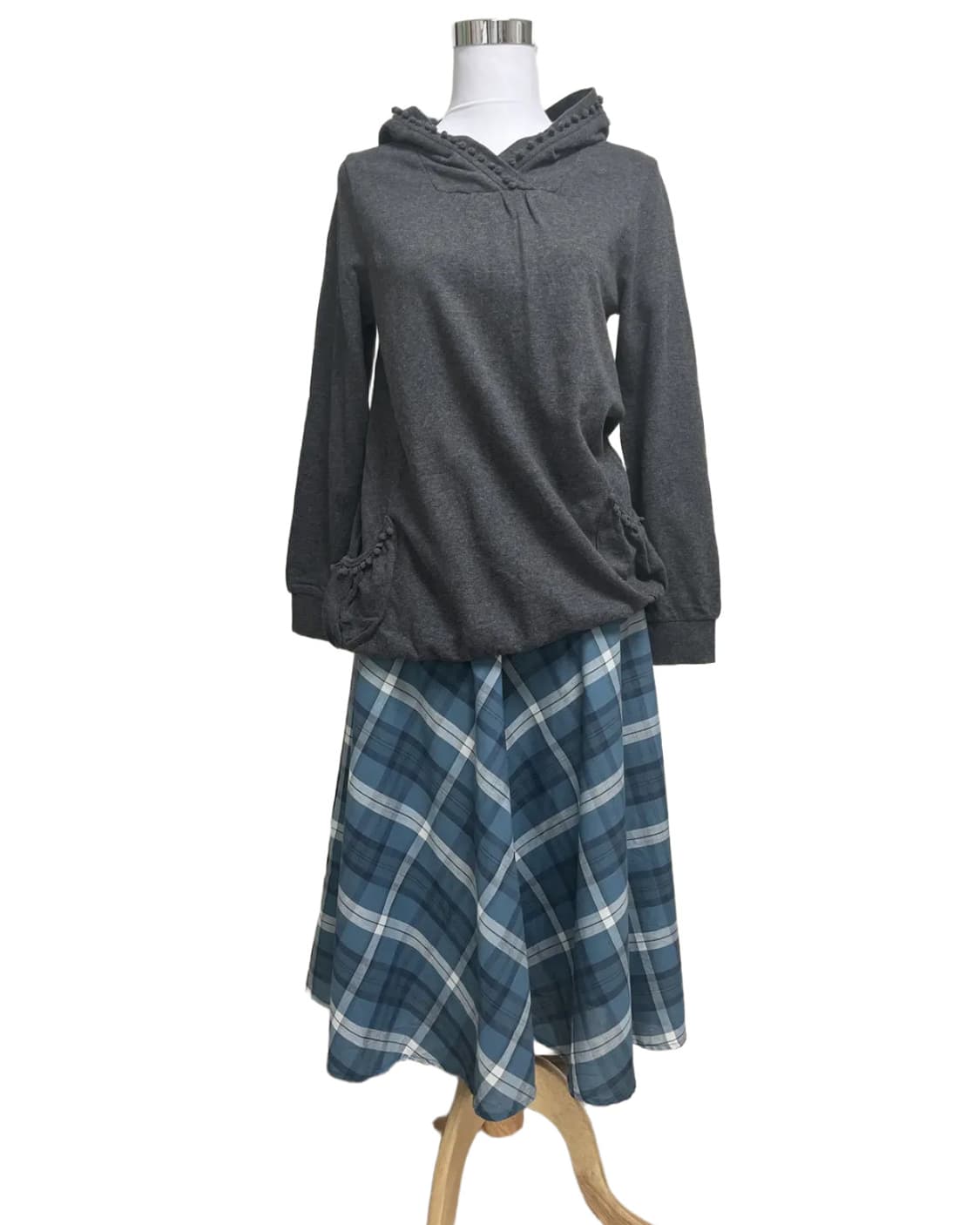 Blue check flared skirt 상품이미지5