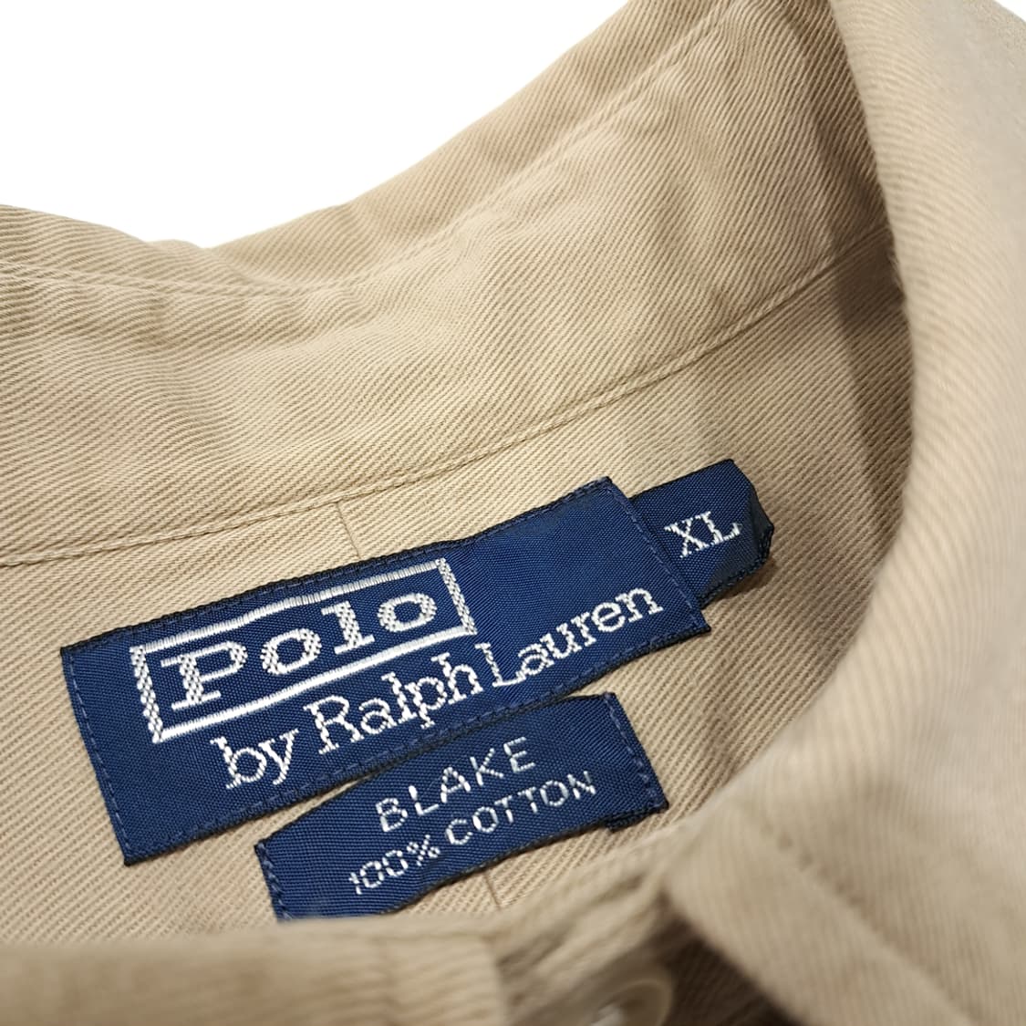 CL405 XL 폴로 90s 코튼 버튼다운 베이지 셔츠 남방 상품이미지3