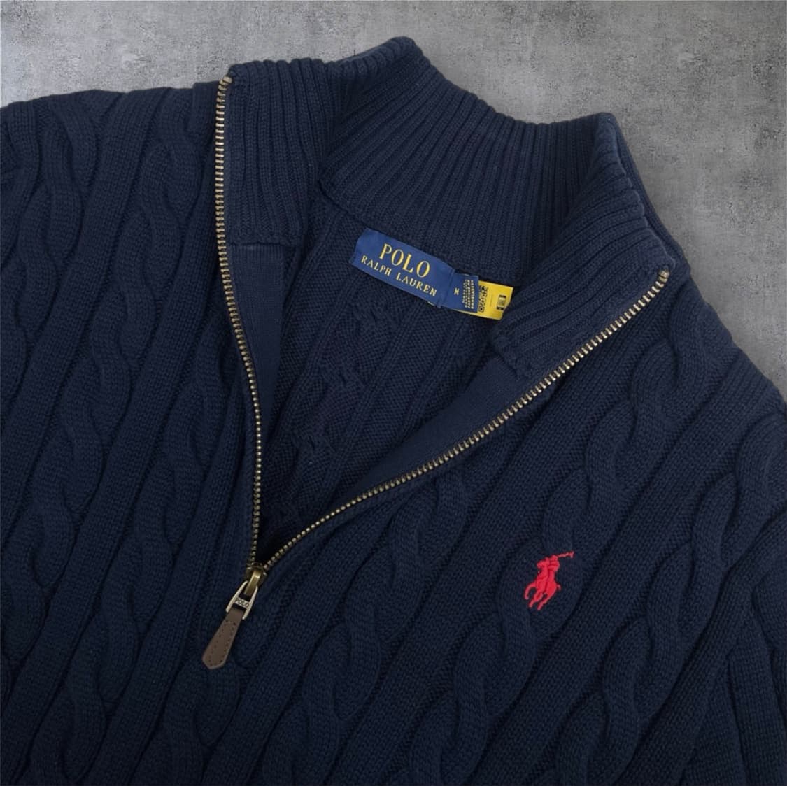폴로 랄프로렌 네이비 케이블 코튼 하프집업 스웨터 M 상품이미지2
