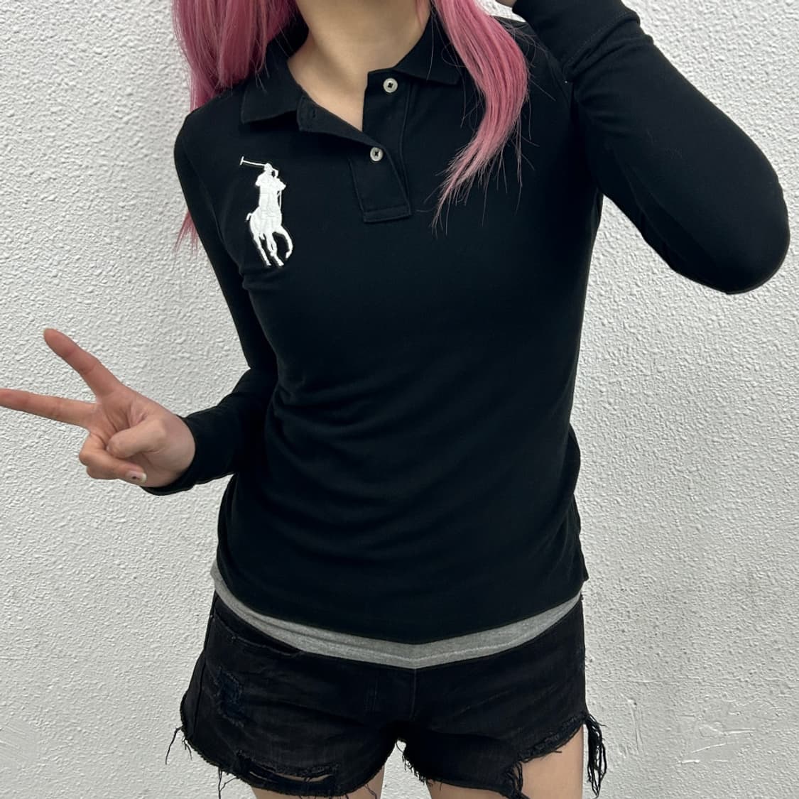 폴로 랄프로렌 화이트 빅포니 블랙 카라티 S 상품이미지1