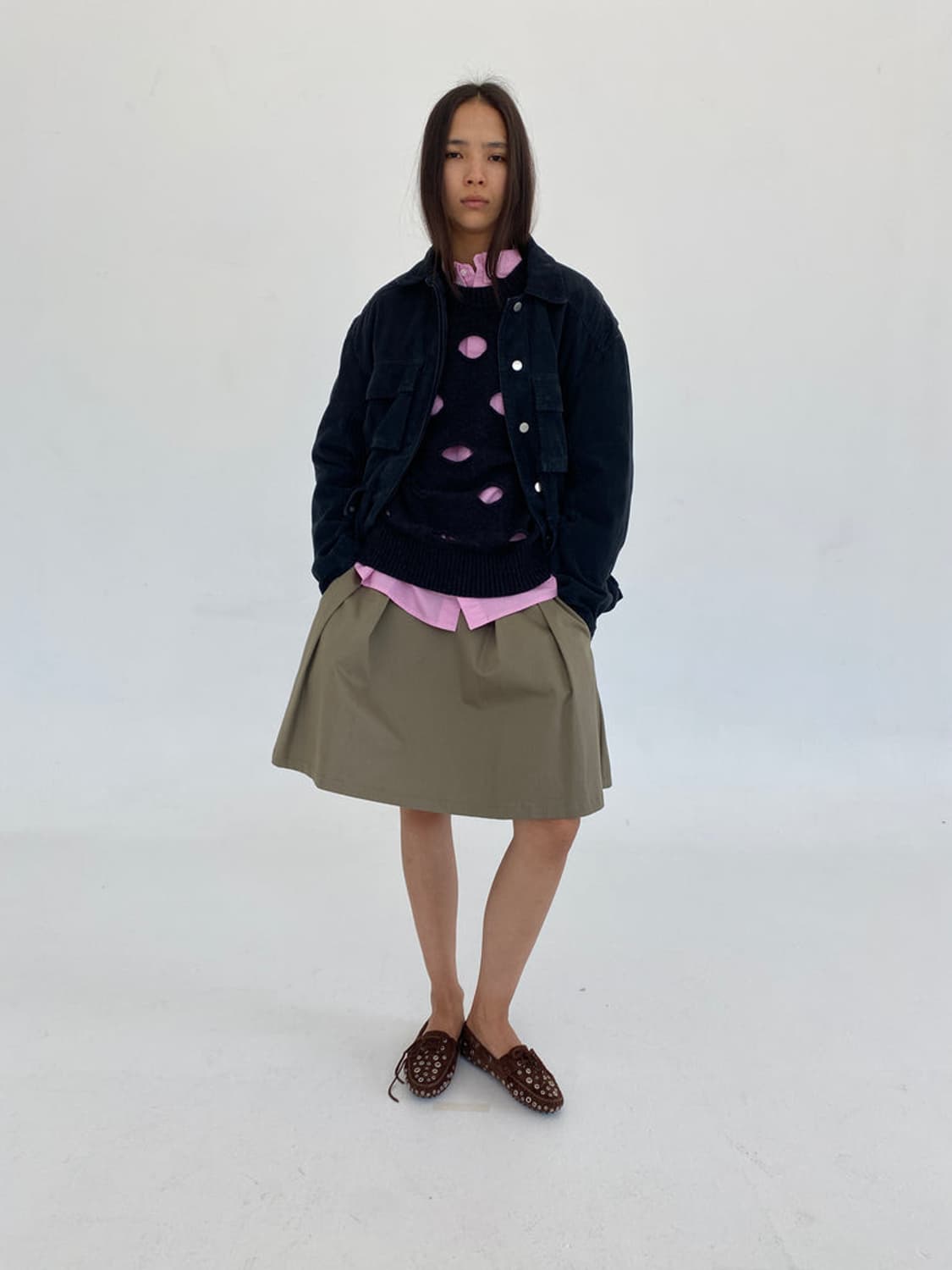 [S,M]기마구아스 Dots 컷팅 니트/블랙 상품이미지3