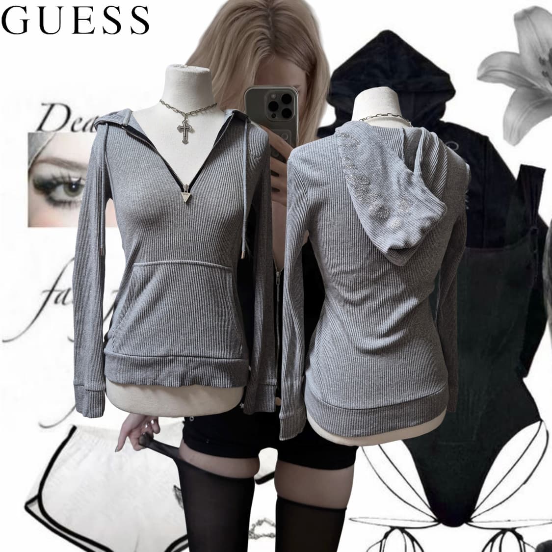 GUESS y2k lettering hoodie zipper top 상품이미지1