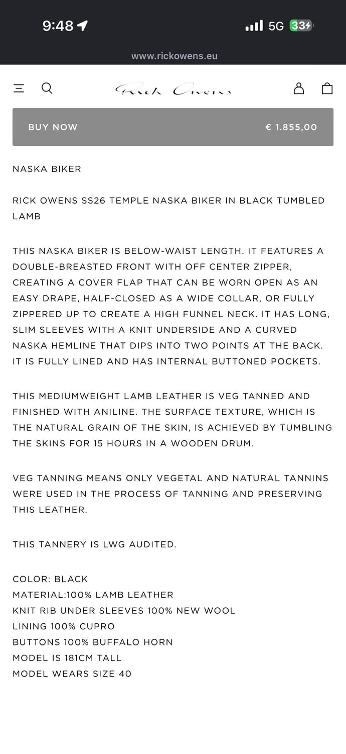 릭오웬스 나스카 레더 자켓 38 상품이미지8