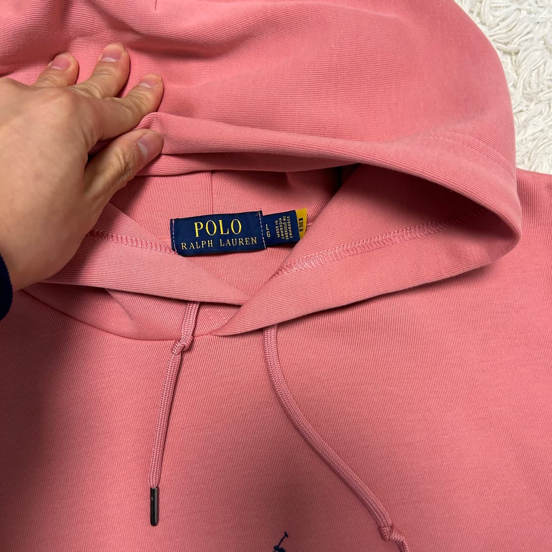 Polo Coral Pink Center Logo Hoodie 상품이미지6