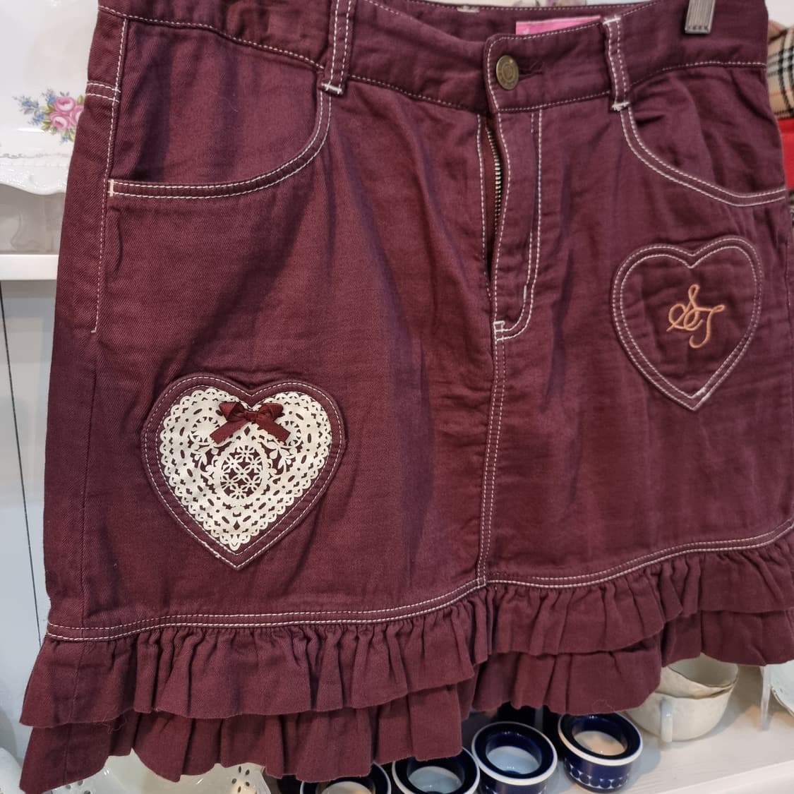 Shirley Temple 하트 포켓 프릴 코튼 스커트 상품이미지3