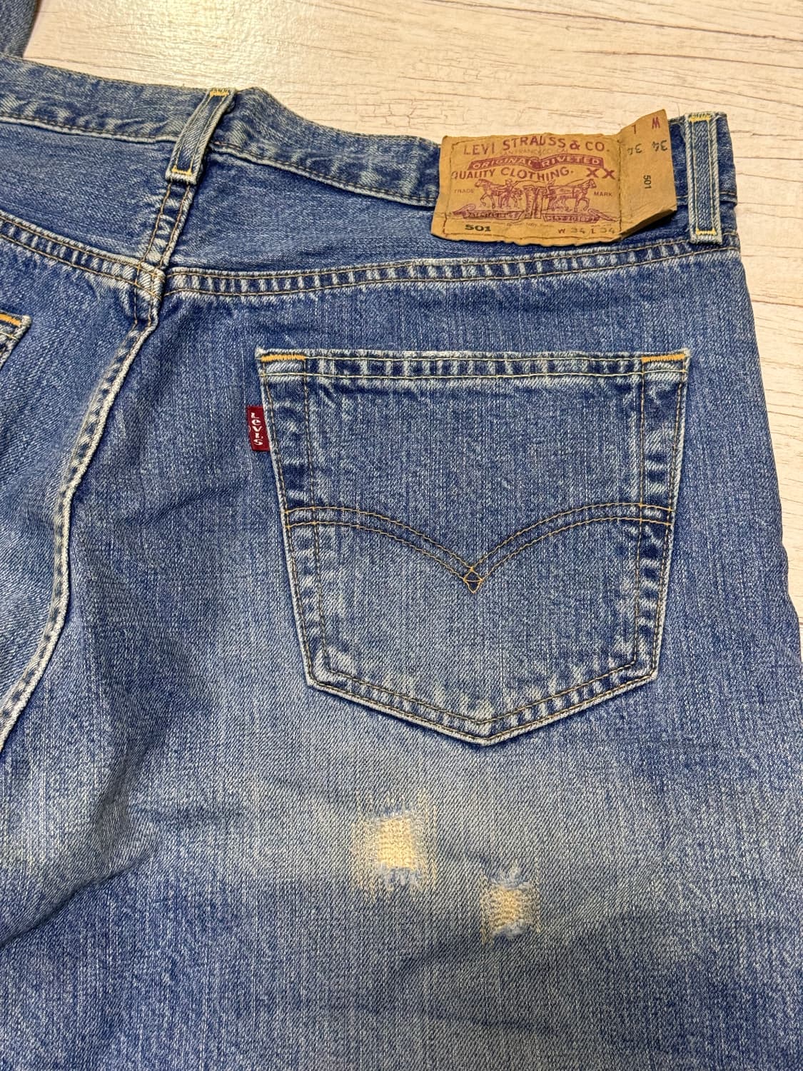 (33-34)유럽 리바이스 501 워싱 데님 lvc 데미지패치 상품이미지4